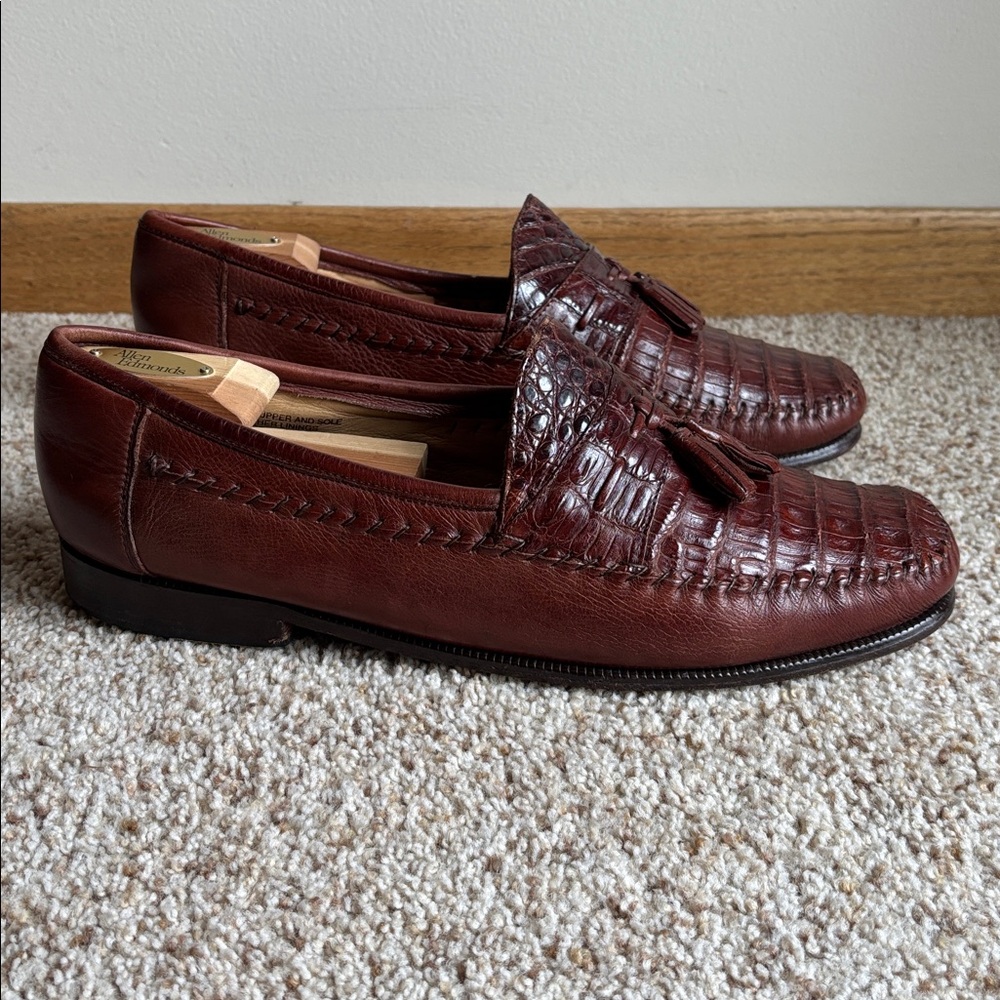 Florsheim Imperial Brown Genuine Caiman Alligator Gator Croc Leather Loafers 12 - Picture 3 of 11